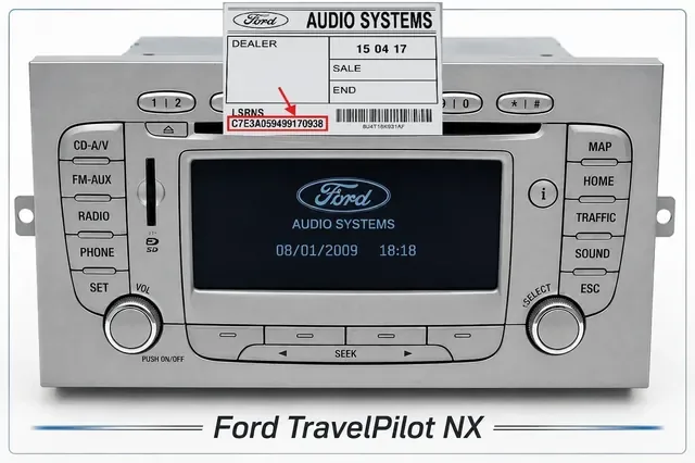 Ford TravelPilot NX Teyp Kodu Girme ve Onaylama Ekranı