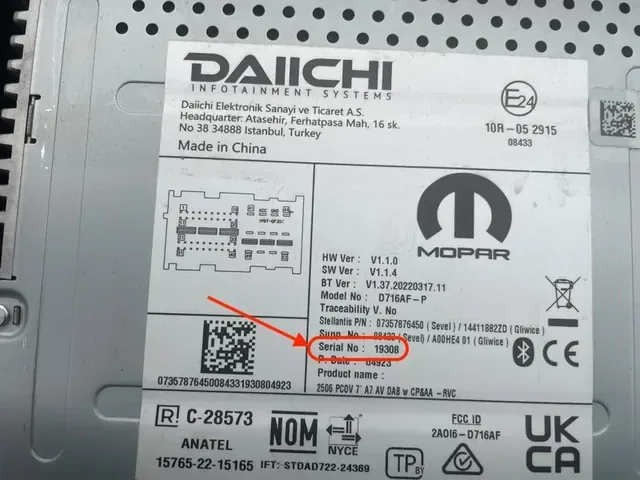 Görsel 3: Citroën Daiichi Multimedya Teyp Etiketi