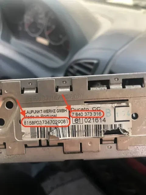 Görsel 3: Fiat Ducato Bosch/Blaupunkt Etiket Detayı