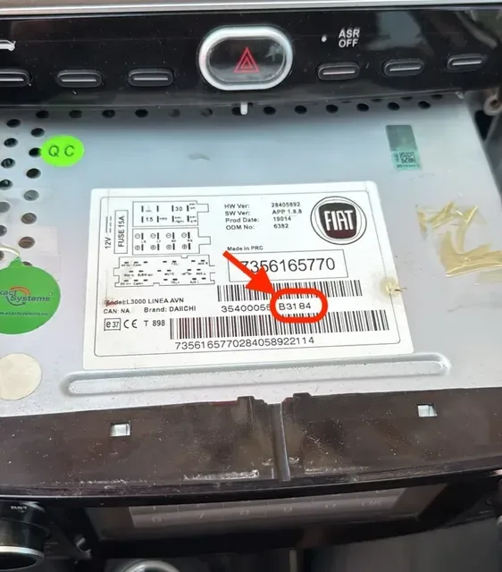 Görsel 1: Fiat Linea Daiichi Dokunmatik Teyp Etiketi