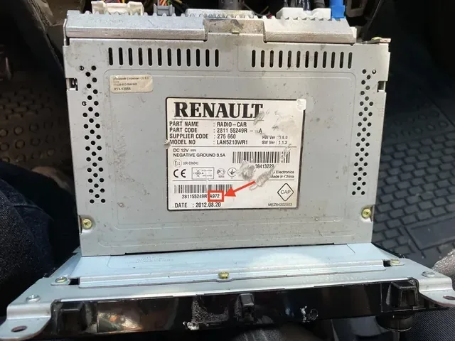 Görsel 1: Renault Barkod Yanı 4 Haneli Security Code