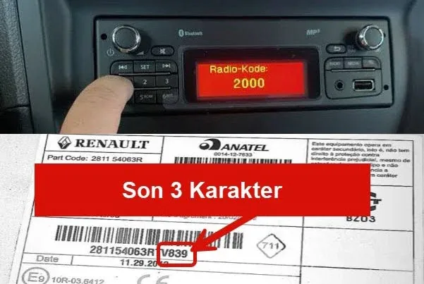 Mercedes-Benz Citan Teyp Seri Numarası Etiketi ve Barkod Konumu