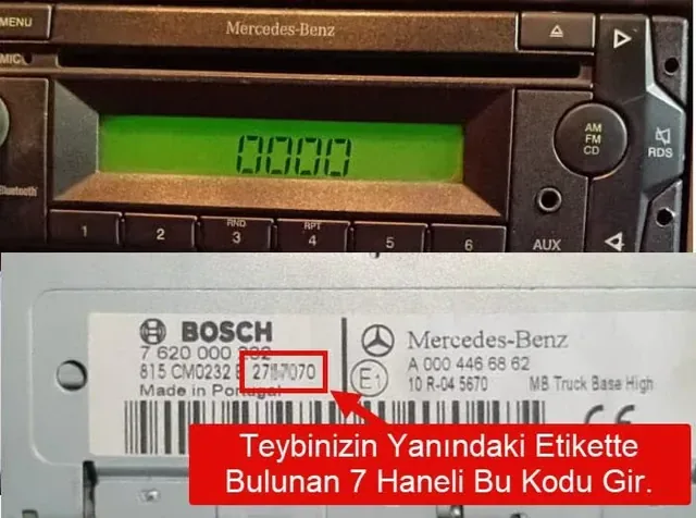 Mercedes-Benz Citan Teyp Kodu Girme ve Onaylama Ekranı