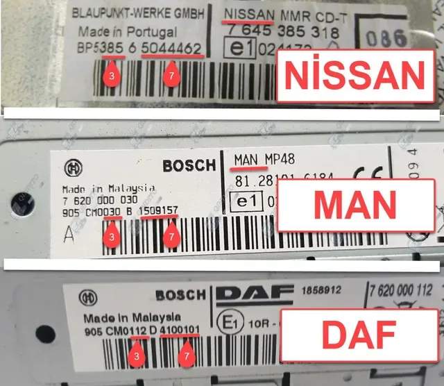 Skoda Teyp Seri Numarası Etiketi ve Barkod Konumu