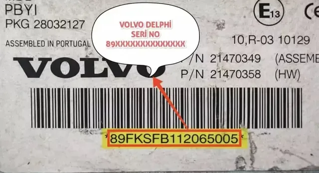 Volvo Delphi Teyp Kodu Girme ve Onaylama Ekranı